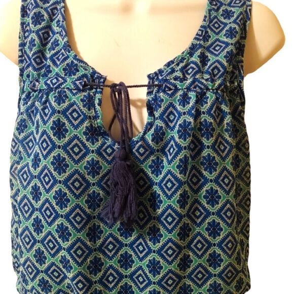 Love Reign Aztec geometric print blue sleeveless boho dress size M - Picture 4 of 7